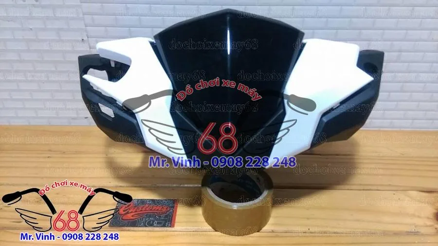 Đầu đèn xe vario màu trắng - xanh